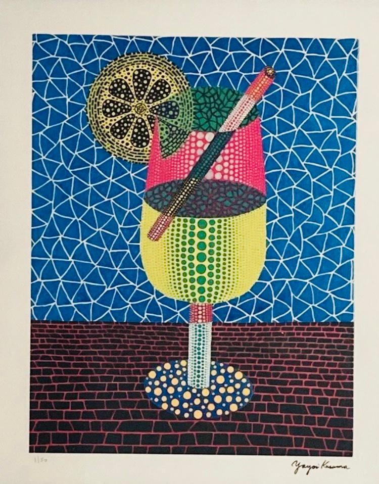 Yayoi Kusama: lithografie 40 bij 50 cm. Ingelijst verkocht, Antiek en Kunst, Ophalen of Verzenden