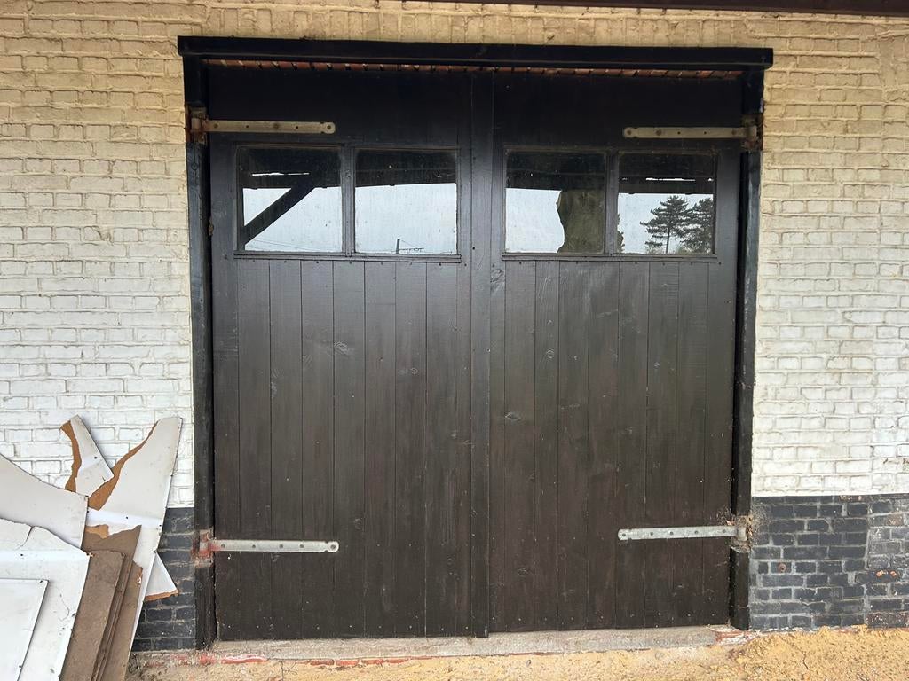dubbele deur met glas, Doe-het-zelf en Bouw, Deuren en Vliegenramen, Ophalen, Gebruikt, Glas, Buitendeur