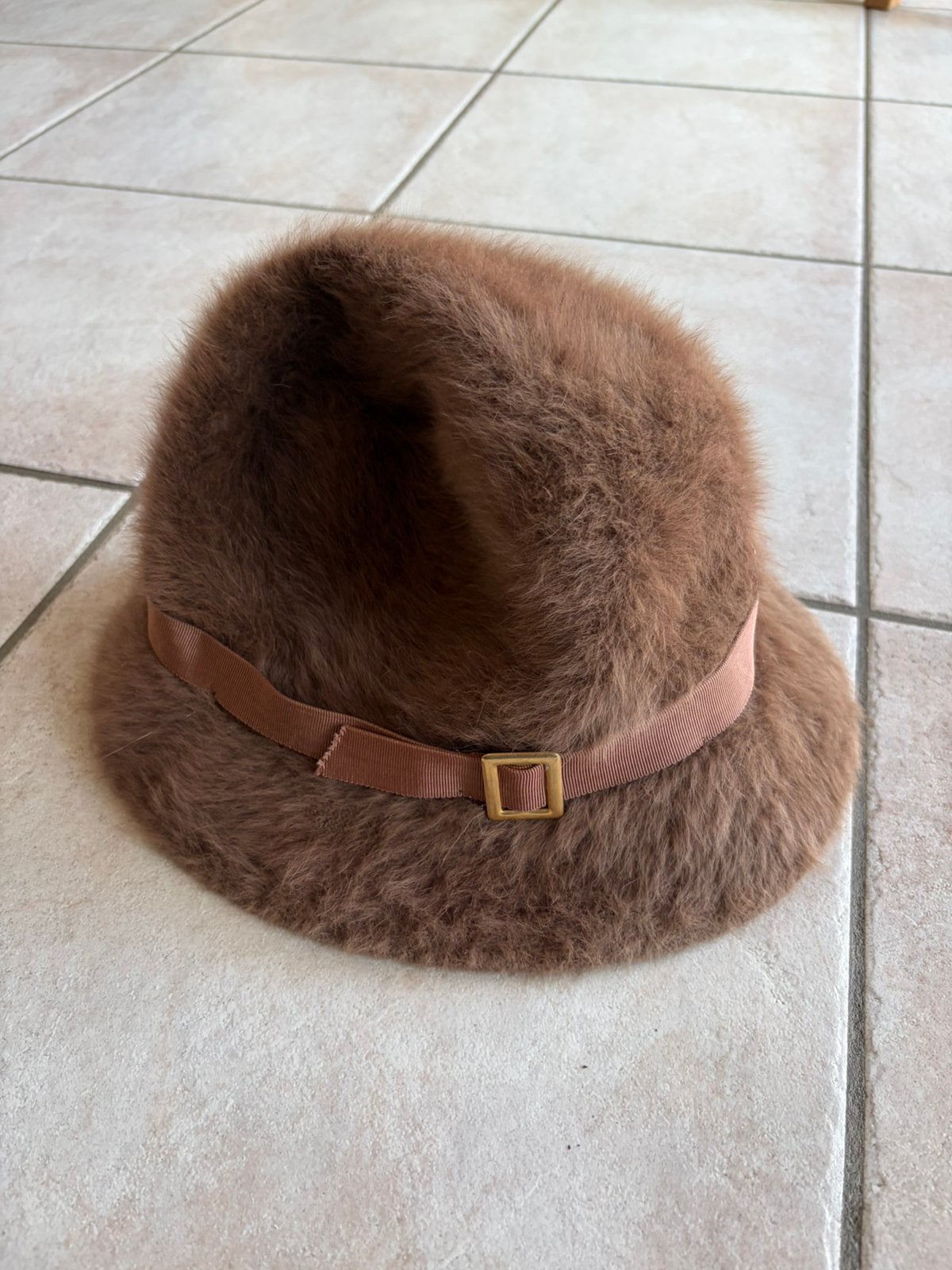 Vintage Kangol Design hoed – Made in England – bruin, Ophalen, Zo goed als nieuw, Hoed
