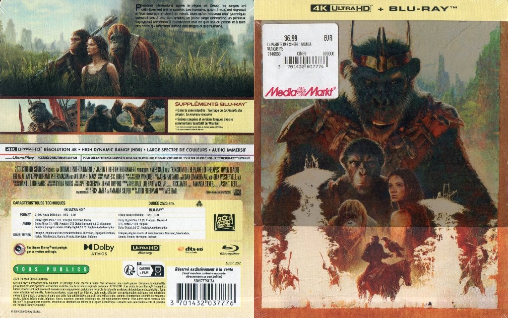 kingdom planet apes "steelbook" (4k ultra-hd+blu-ray) nieuw, Cd's en Dvd's, Ophalen of Verzenden, Nieuw in verpakking, Science Fiction en Fantasy