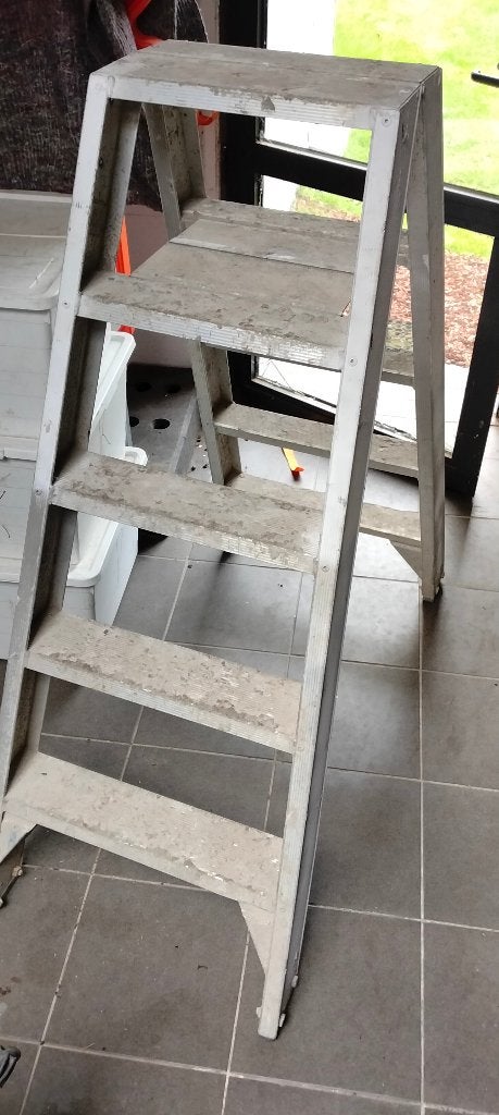 trapladder - dubbele trapladder 5 tredes, Doe-het-zelf en Bouw, Ladders en Trappen, Ophalen, Gebruikt, Ladder, Opvouwbaar of Inschuifbaar
