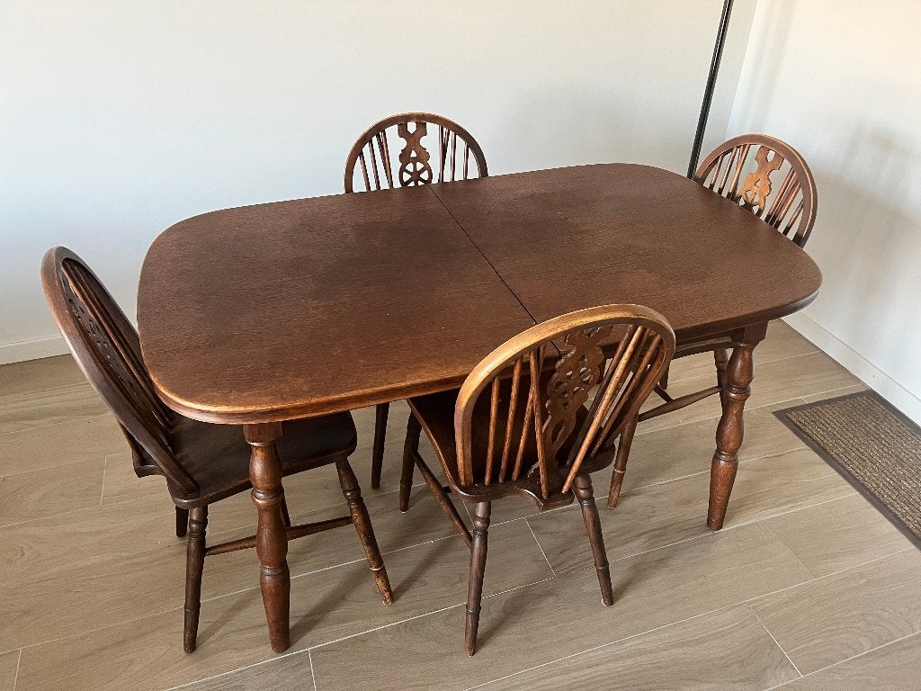Tafel en 4 stoelen, Huis en Inrichting, Ophalen, Gebruikt, Overige houtsoorten
