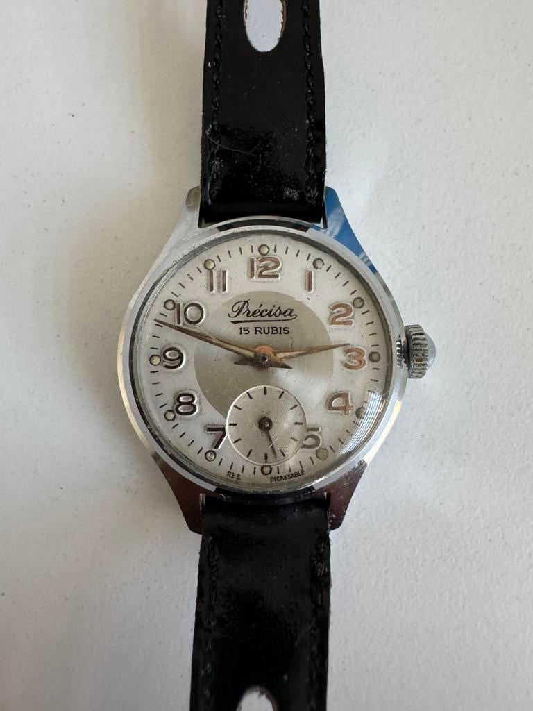 Precica vintage dameshorloge - 15 juwelen - mechanisch, Ophalen of Verzenden, Staal, Polshorloge, Overige merken