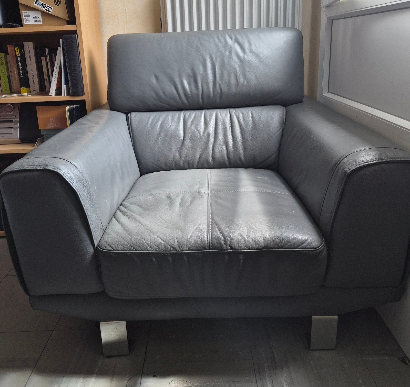 fauteuil, Enlèvement, Utilisé, Cuir