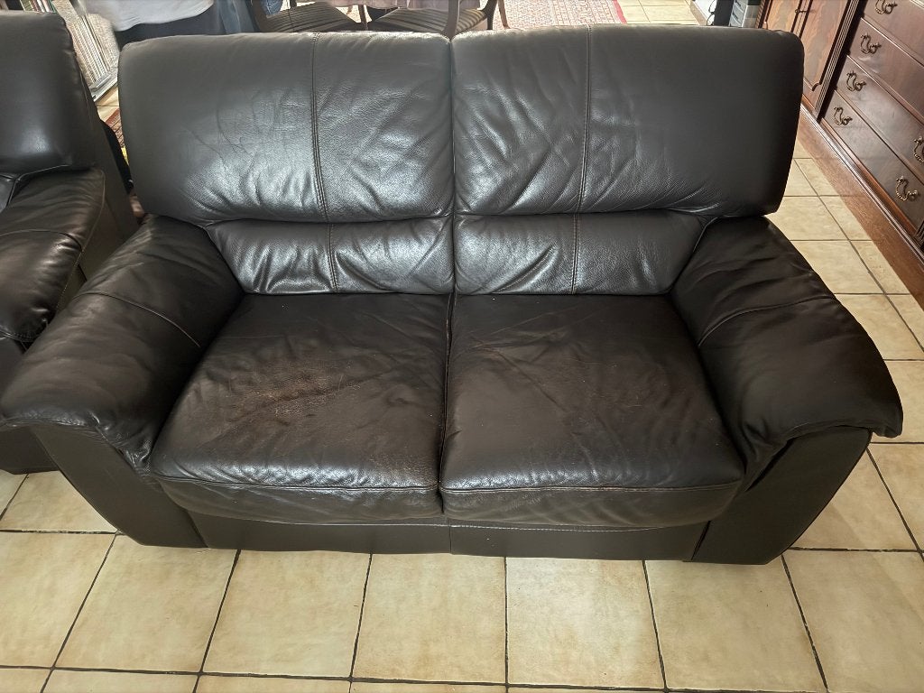 Salon (3+2+1) in buffelleder, Maison & Meubles, Canapés | Salons, Utilisé, Banc droit, Quatre personnes ou plus, Cuir, Enlèvement
