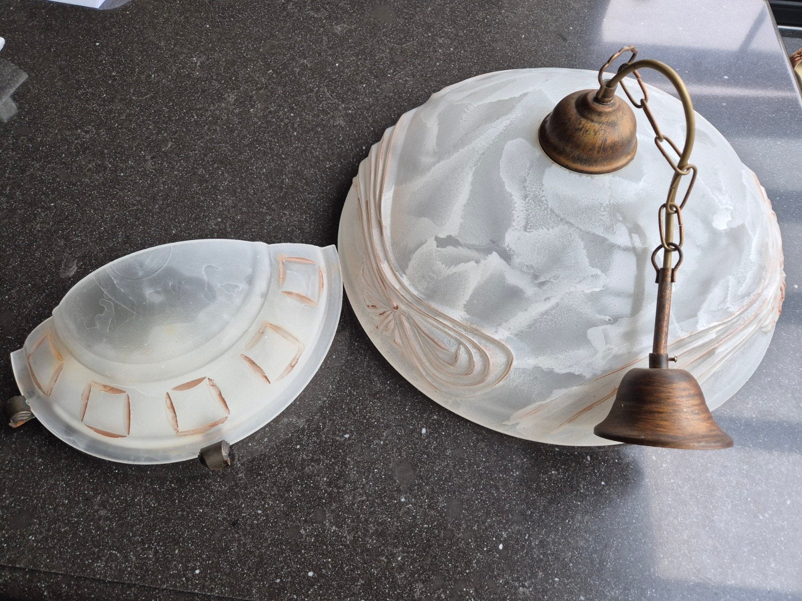 hanglamp + wandlamp, Ophalen, Landelijk klassiek, E27 (groot), Glas