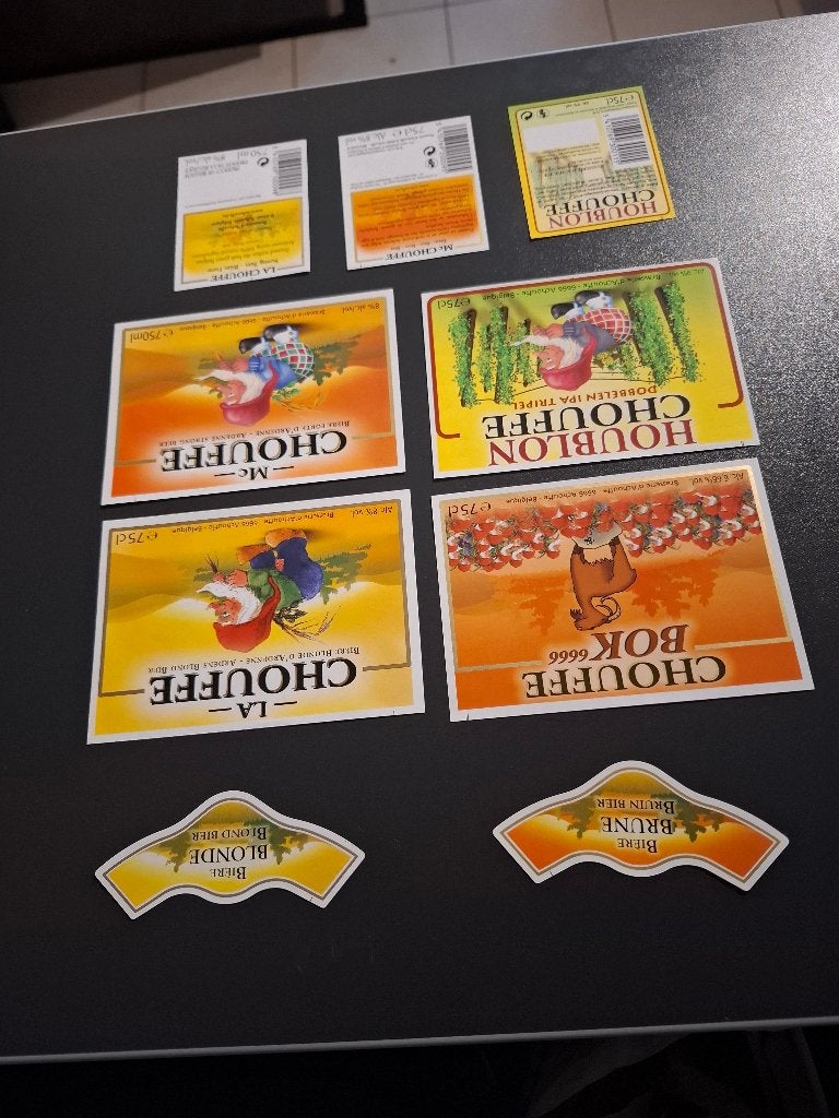 La chouffe fles etikketen ONGEBRUIKTE, Verzamelen, Ophalen of Verzenden, Nieuw, Reclamebord