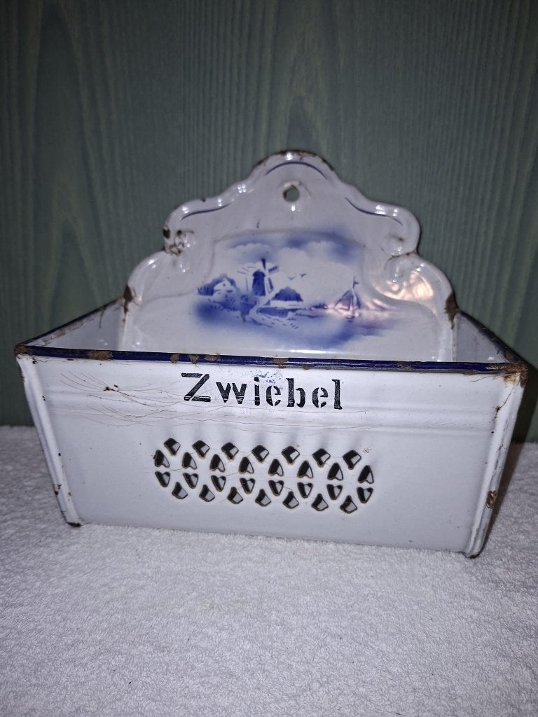 oude witte email ajuinenbak, jaren 1950, Antiek en Kunst, Ophalen of Verzenden