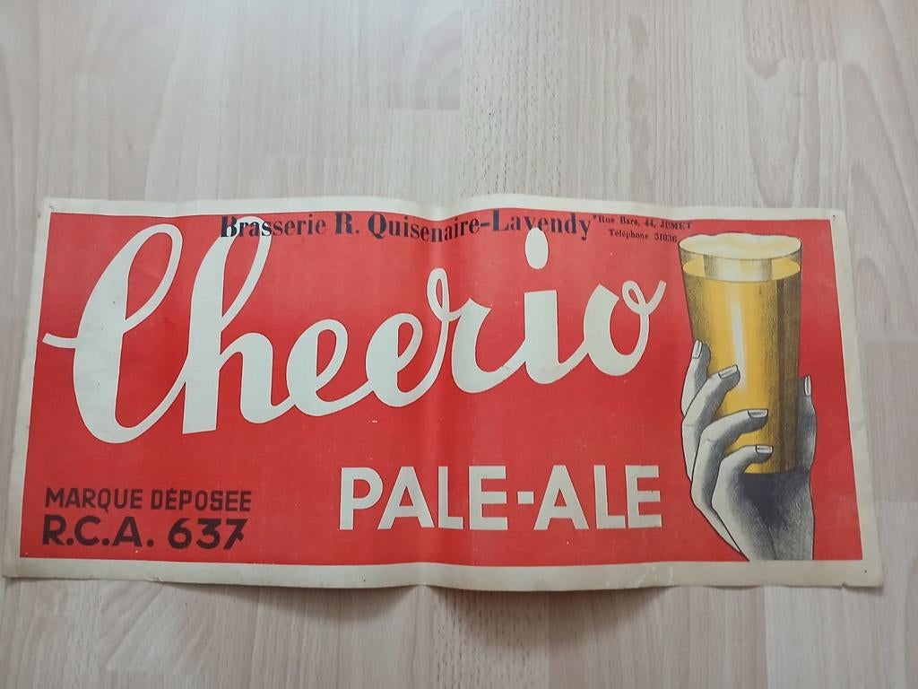 Oud affiche/poster Cheerio Pale ale bier, Verzamelen, Ophalen of Verzenden, Gebruikt, Overige typen, Overige merken