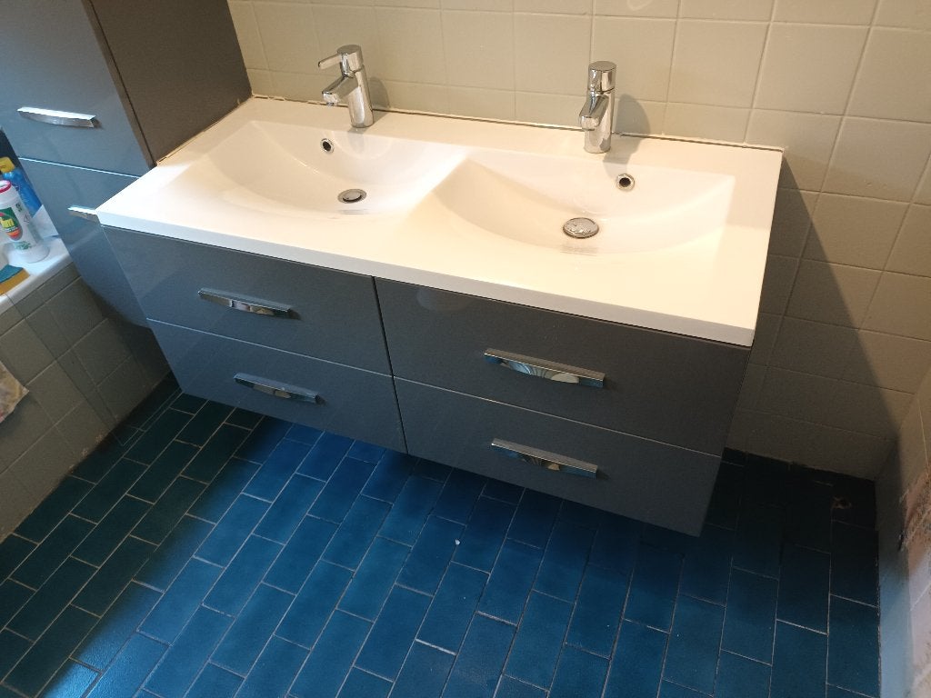 lavabo meubel met kast en spiegel met wit light, Ophalen, Gebruikt