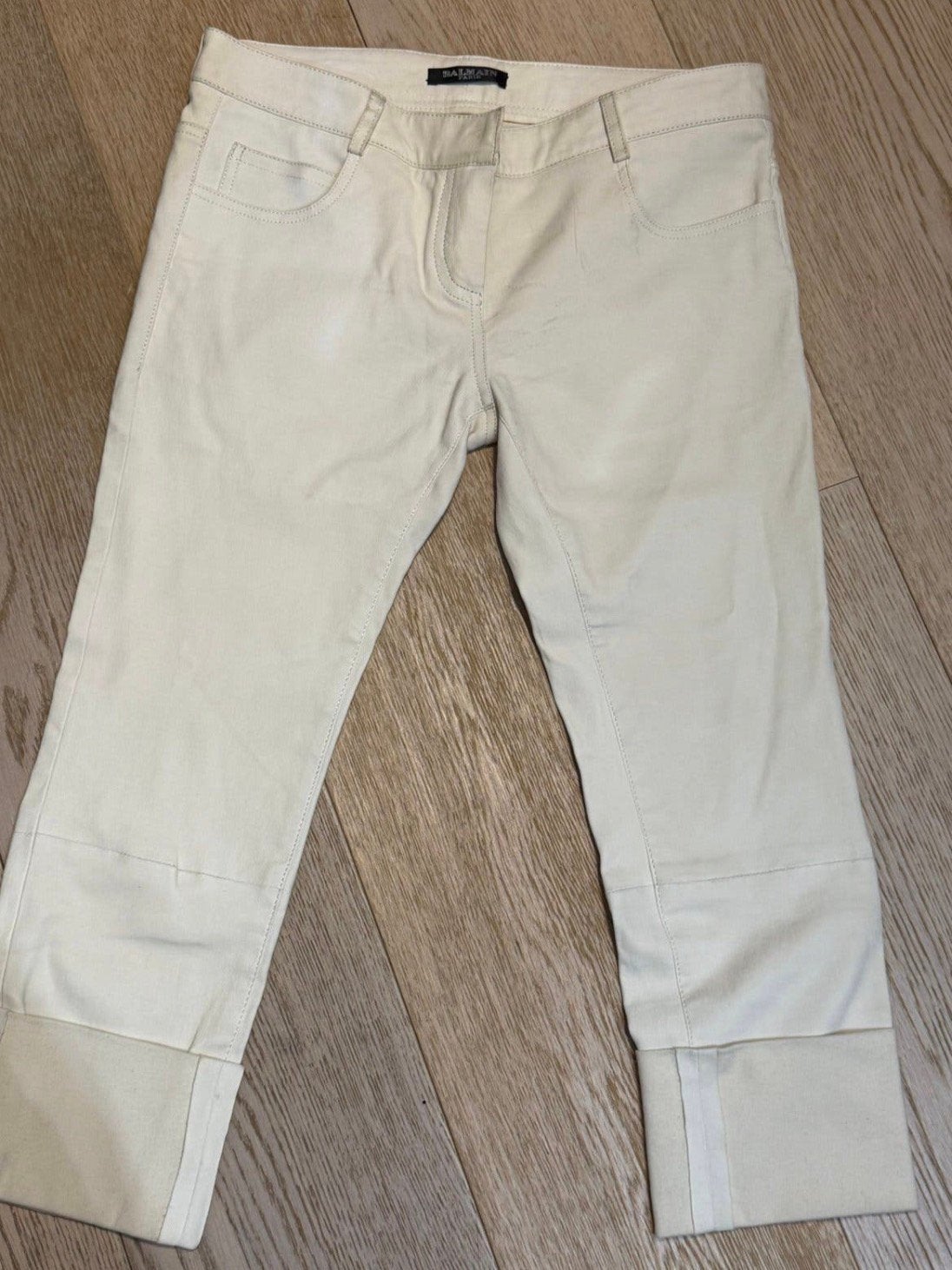 Balmain T36 moiton leren broek, Ophalen of Verzenden, Zo goed als nieuw, Beige