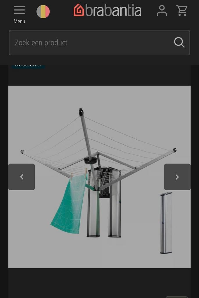 Brabantia Droogrek WallFix 24m met opbergbox NIEUW, Ophalen