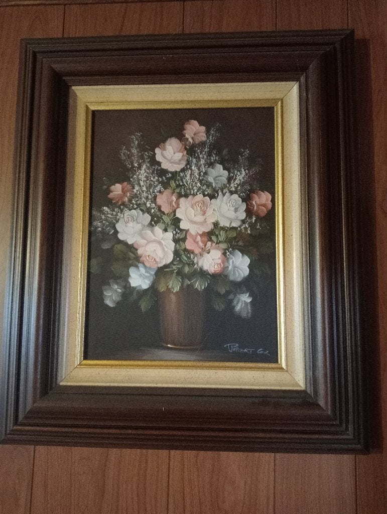 Peinture à l'huile florale de Robert Cox, Antiquités & Art, Signé, Peinture à l'huile, Enlèvement, Toile
