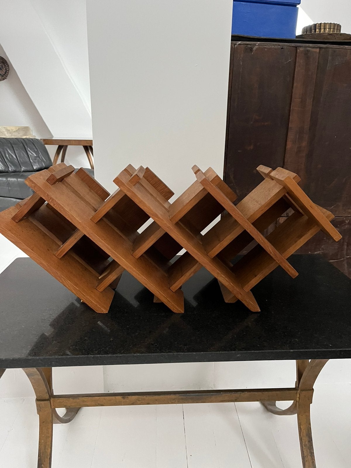 AUTHENTIEK VINTAGE WIJNREK HOUTEN REK ZWAAR HOUT, Ophalen of Verzenden, Zo goed als nieuw, Hout
