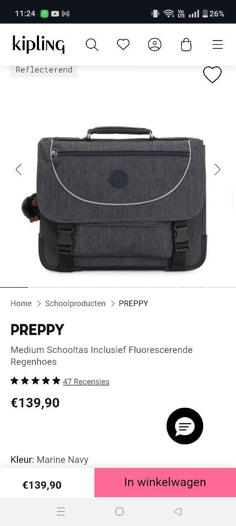 Kipling boekentas met regenhoes, Diversen, Ophalen, Zo goed als nieuw