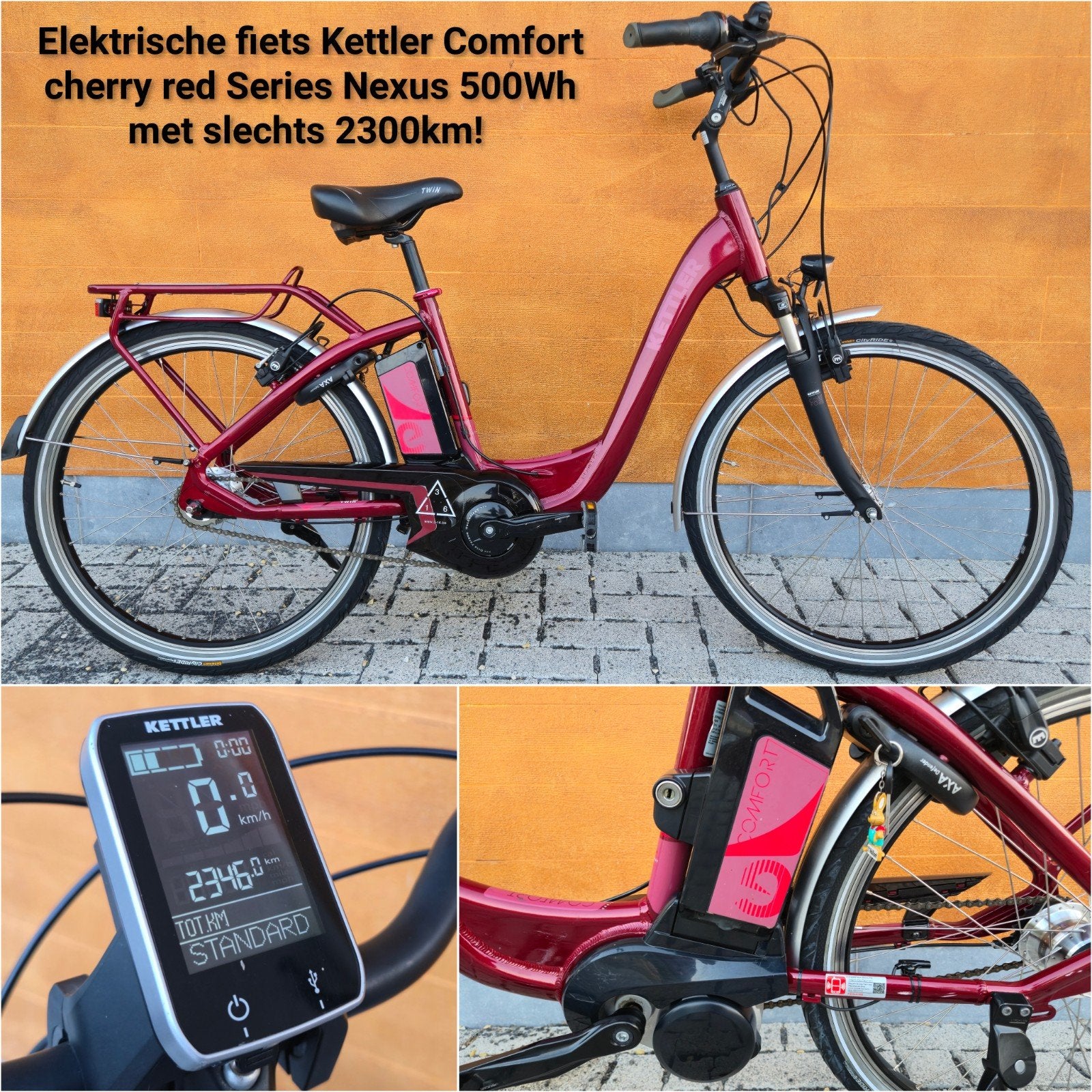 Elektrische Damesfiets Kettler Comfort cherry red Nexus 500W, Minder dan 47 cm, Ophalen, Zo goed als nieuw, 50 km per accu of meer