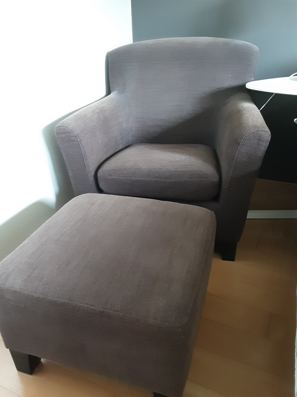 stoffen zetel met vierkante pouf, Maison & Meubles, Canapés | Repose-pieds & Poufs, Enlèvement