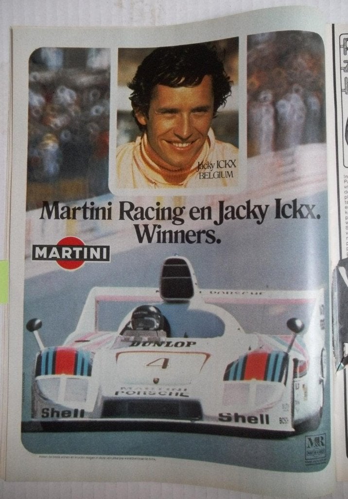 papieren advertentie Jacky Ickx / Martini ( 1978 ), Verzamelen, Ophalen of Verzenden