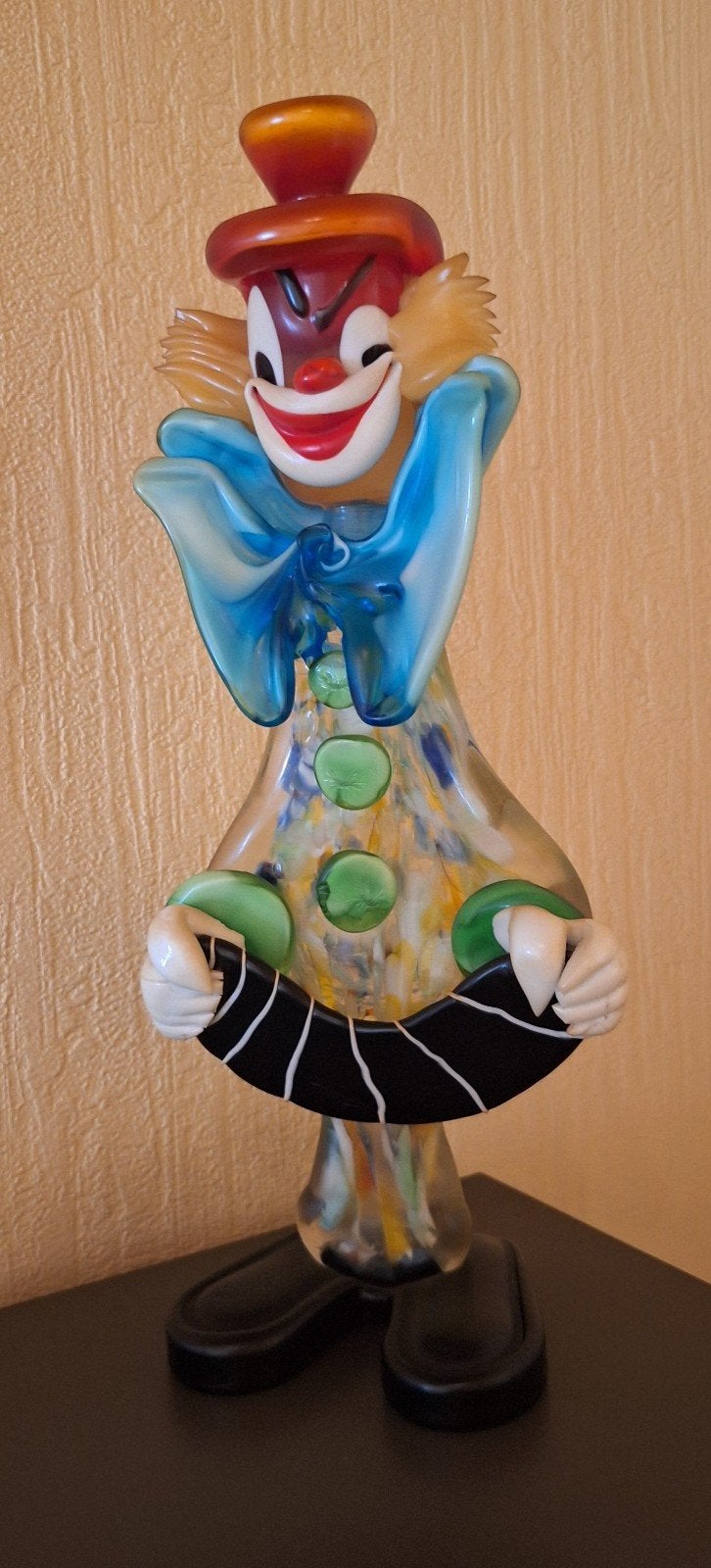 glazen hond clown en vogel, Ophalen of Verzenden, Beeld, Meerkleurig, Glas