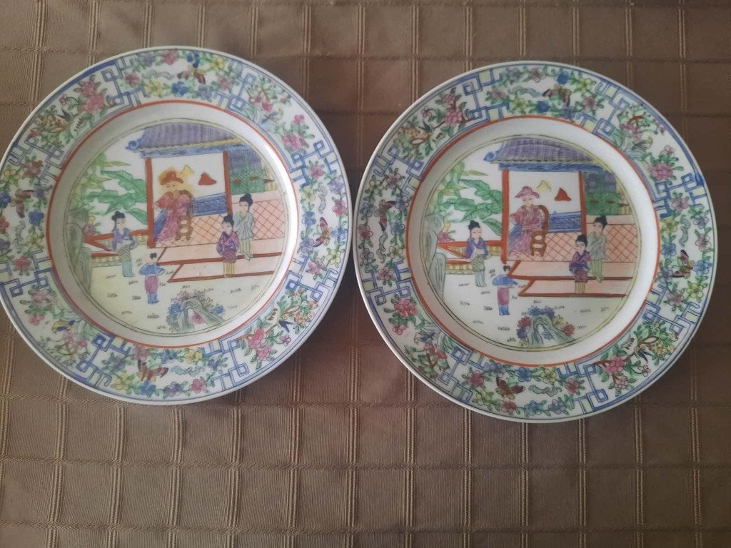 Chinese borden (Hofscène), Antiek en Kunst, Curiosa en Brocante, Ophalen