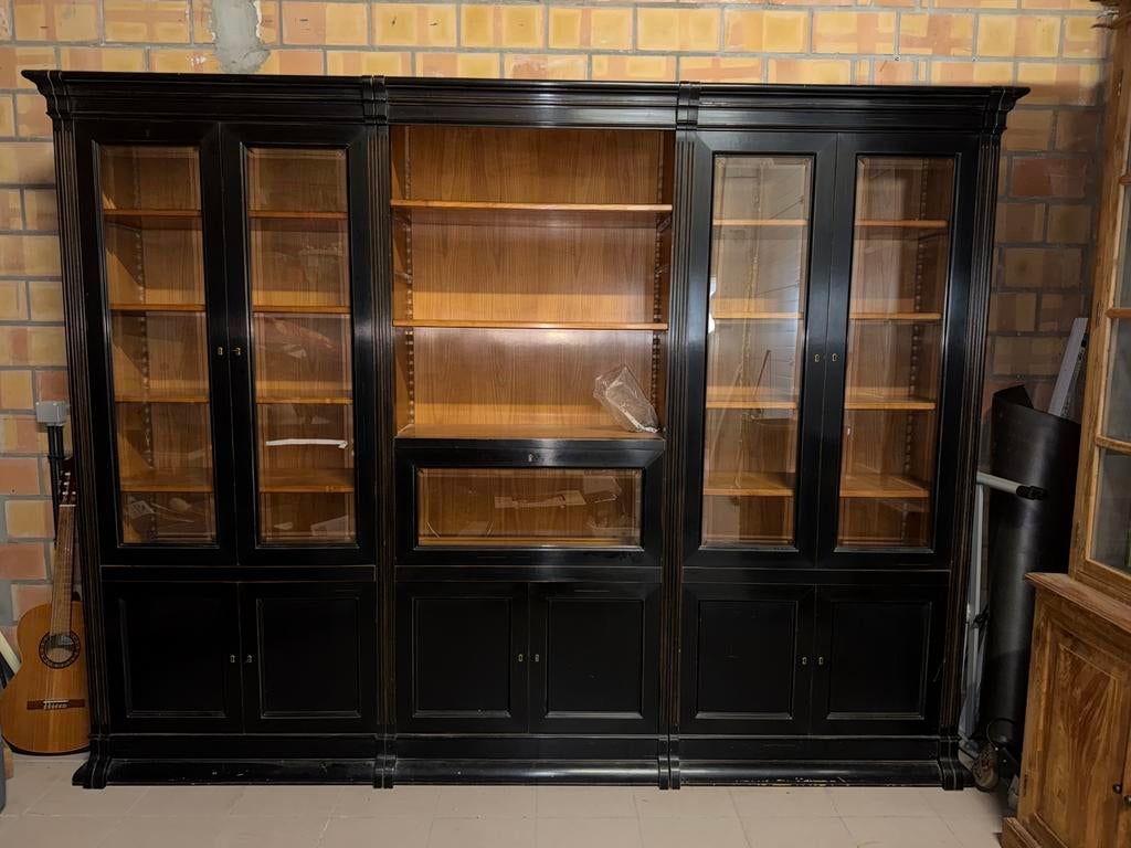 Luxe bibliotheekkast / vitrinekast – 3 delig –, Ophalen, Gebruikt, 200 cm of meer, 75 cm of meer