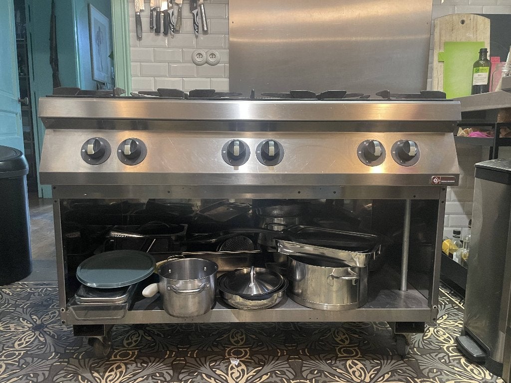 Gazinière pro. Diamond 6 feux gaz - meuble inox - 2014, Enlèvement, Utilisé, Cuisinière, Friteuse et Grils