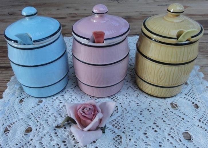 3 Vintage pastel " mosterd " potjes, Zell am Harmersbach, Enlèvement ou Envoi