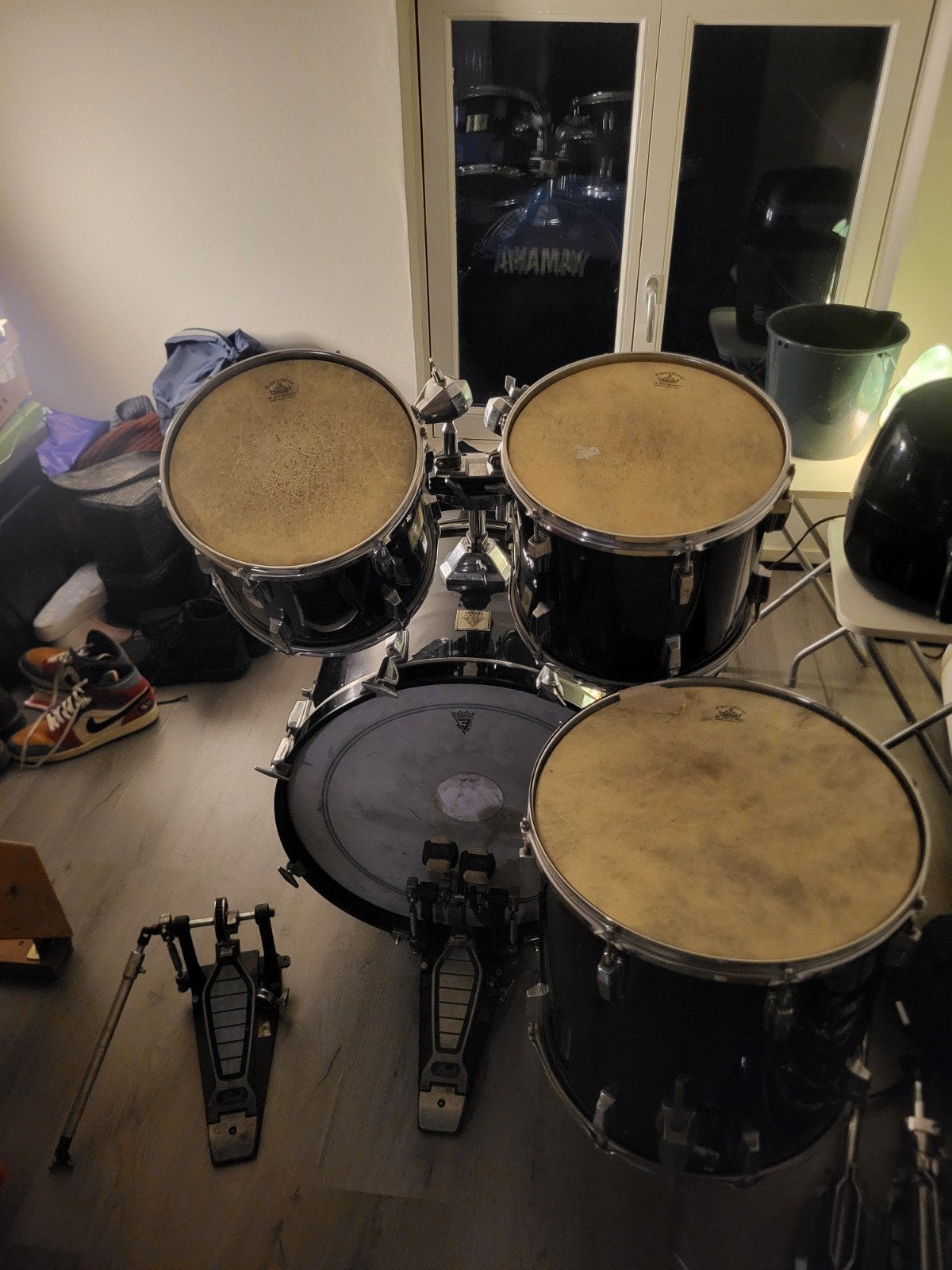 Drumstel YAMAHA POWER V, zwarte uitvoering, Muziek en Instrumenten, Ophalen, Gebruikt, Yamaha