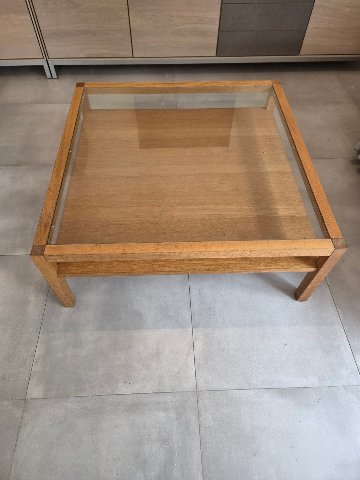 Table basse en chene et  verre, Enlèvement, Verre