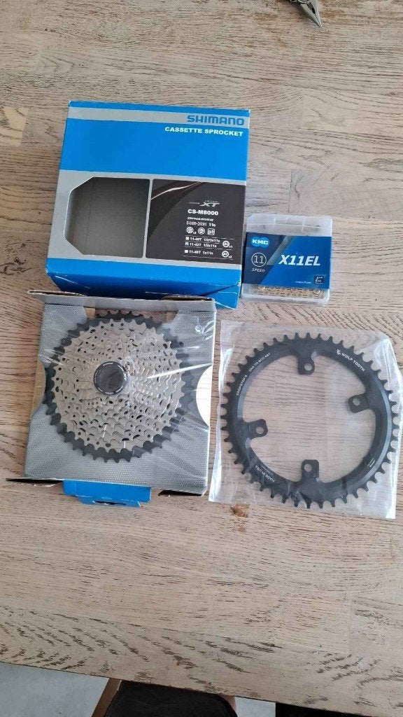 wolftooth 46t, xt cassette 11-42, 11 speed kmc kettin, Fietsen en Brommers, Ophalen, Wolftooth, shimano, Nieuw, Gravelbike