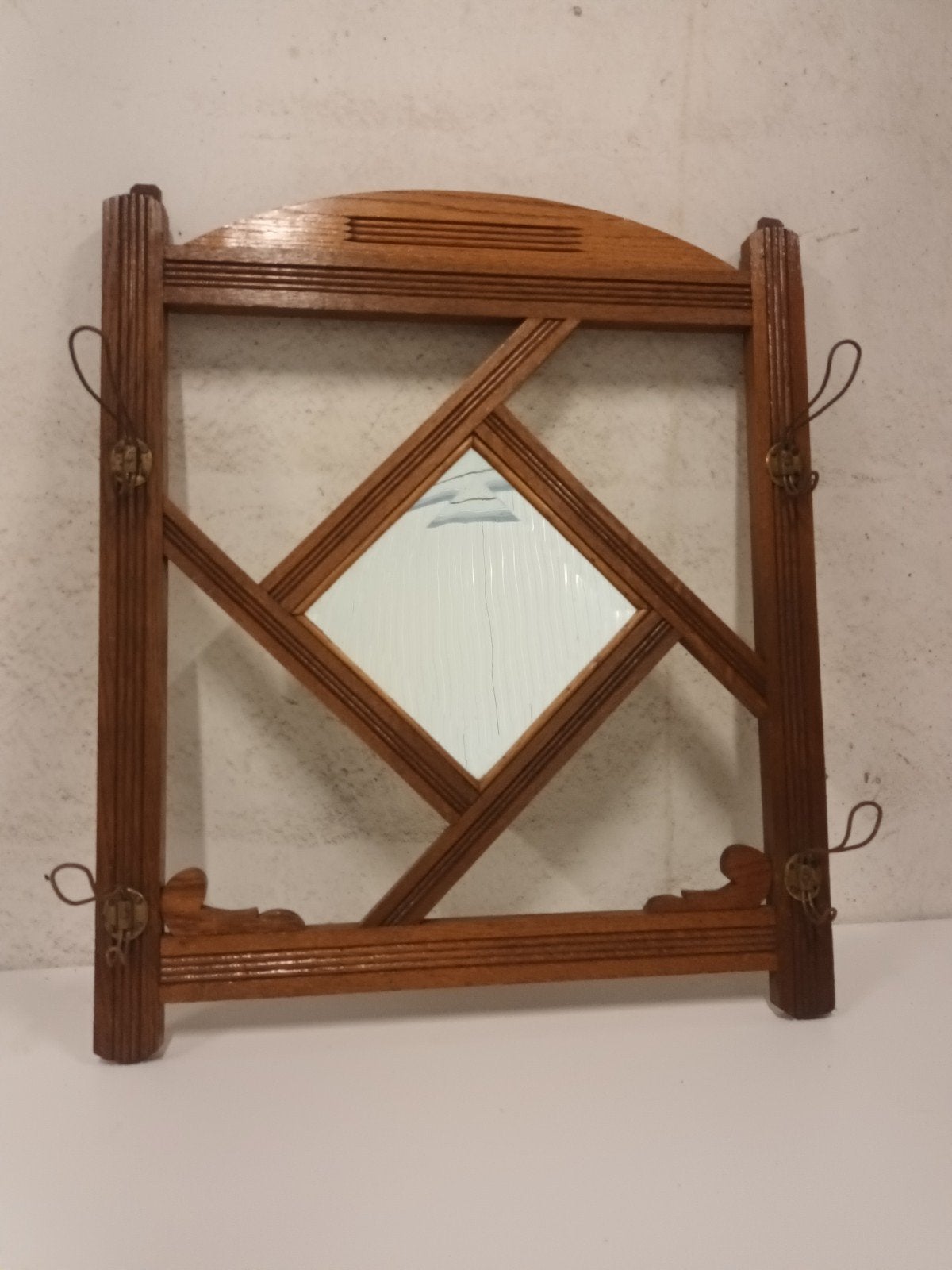 Antieke Jugendstil Wandkapstok met Spiegel (60 x 70 cm, Enlèvement