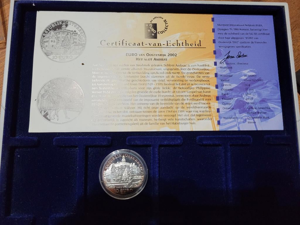 Schloss Ambras zilveren munt 16g, Enlèvement ou Envoi, Argent, Série, Argent