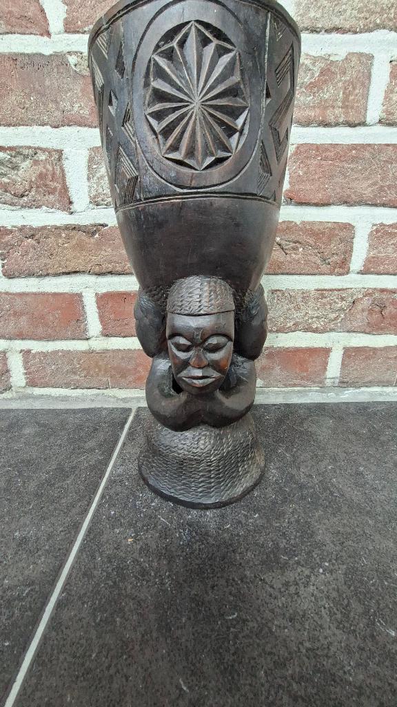 Afrikaanse beker, Antiek en Kunst, Ophalen, Overige onderwerpen, Houtsnijwerk, 20 - 50 cm