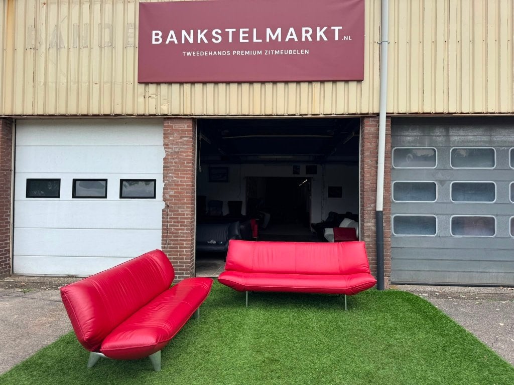 LEOLUX Tango banken relax design 3+3 zit bankstel rood leer, Tissus, Quatre personnes ou plus, Design, Comme neuf