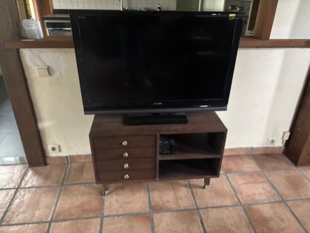 TV kastje wengé / wieltjes, Ophalen, Gebruikt, 50 tot 100 cm, Minder dan 100 cm