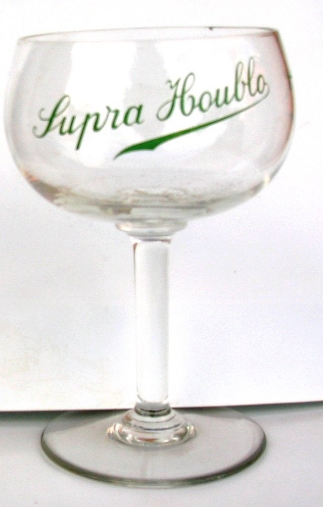 SUPRA HOUBLO Groene tekst, Verzamelen, Biermerken, Ophalen of Verzenden, Zo goed als nieuw, Glas of Glazen