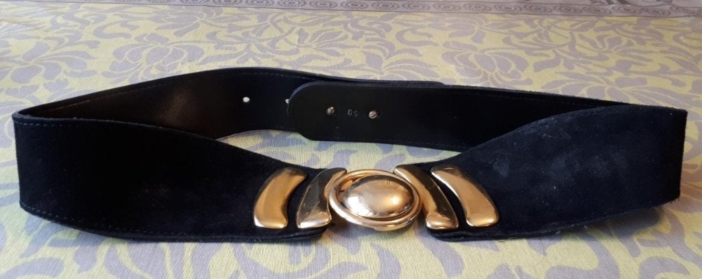 Ceinture pour femme - 85 cm - noire - daim - 1,00€, 80 à 90 cm, Porté, Ceinture, 5 cm ou plus