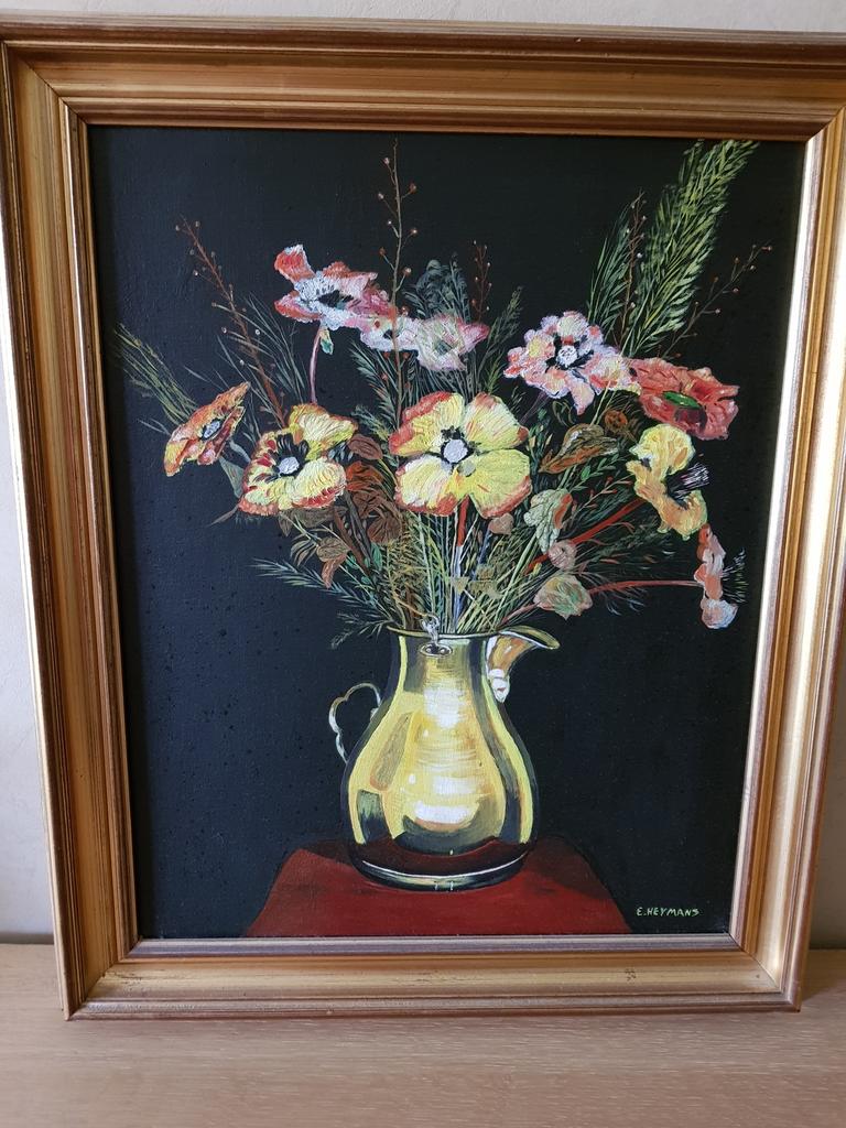 Schilderij op doek, mooie kader, H 49cm, B 38cm, kader 5 cm, Enlèvement