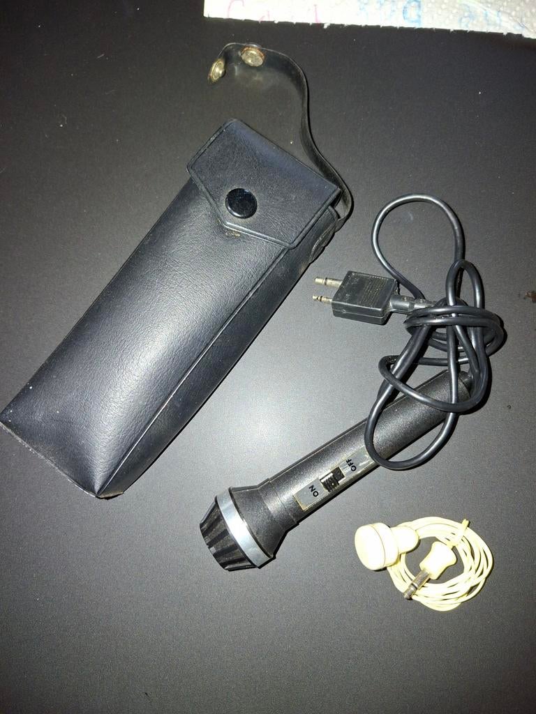Kit dictaphone vintage micro oreillette étui, Ophalen of Verzenden