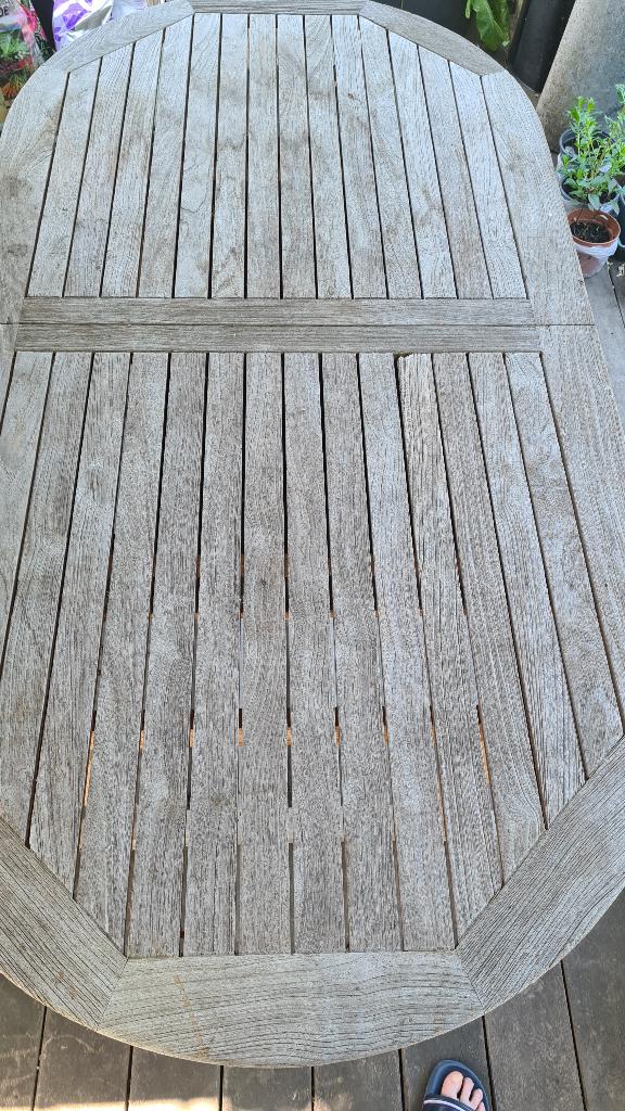 Teak tuintafel, Tuin en Terras, Ophalen, Gebruikt, Ovaal, Teakhout