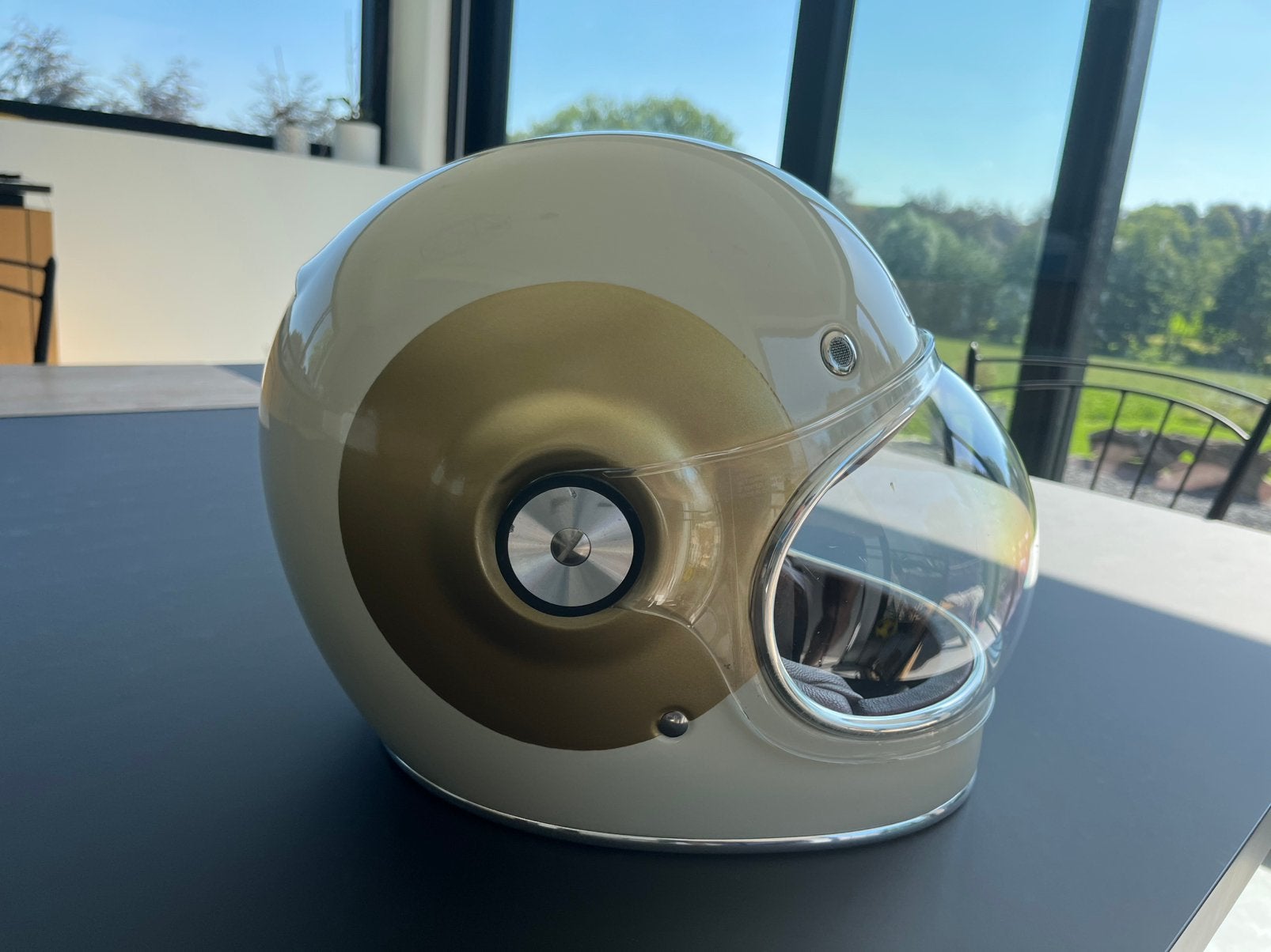 Bell Bullitt vintage motorhelm crème/goud uitstekende staat, Ophalen of Verzenden, M, Integraalhelm