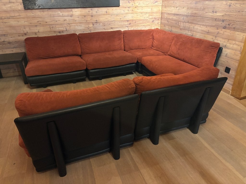 Hoeksalon suède / leer, Huis en Inrichting, Ophalen, Gebruikt, Leer