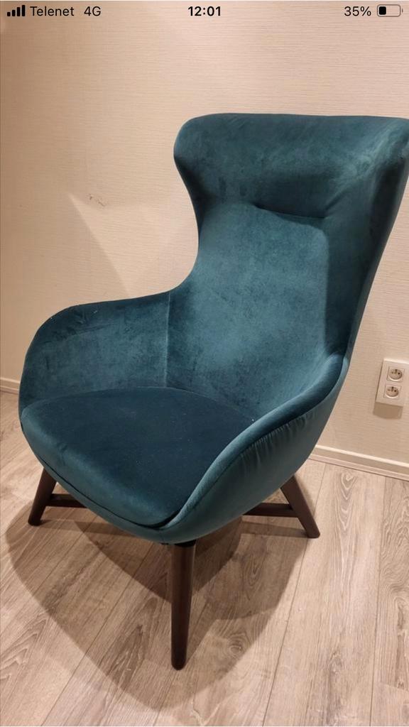 Egg stoel - loungestoel - zetel - groene velours, Ophalen, Zo goed als nieuw, Stof