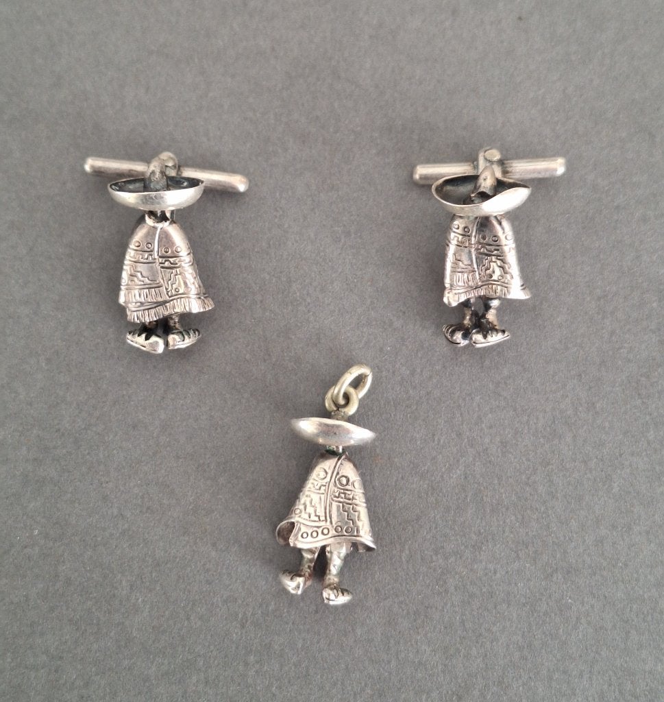Boutons de manchette en argent 925 et pendentif, Handtassen en Accessoires, Ophalen, Zo goed als nieuw, Zilver