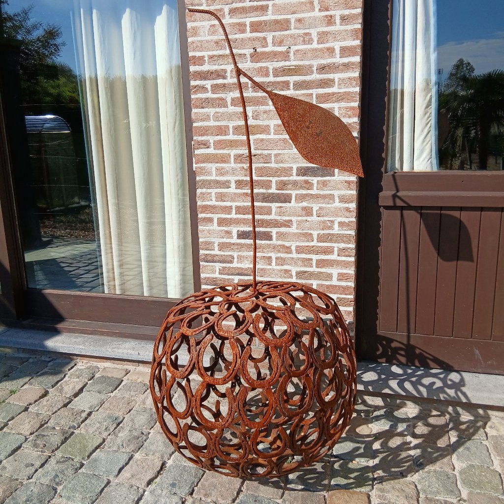 tuinbeeld & appel & kunstwerk, uit paardenhoefijzers gemaakt, Jardin & Terrasse, Enlèvement, Neuf, Métal, Abstrait