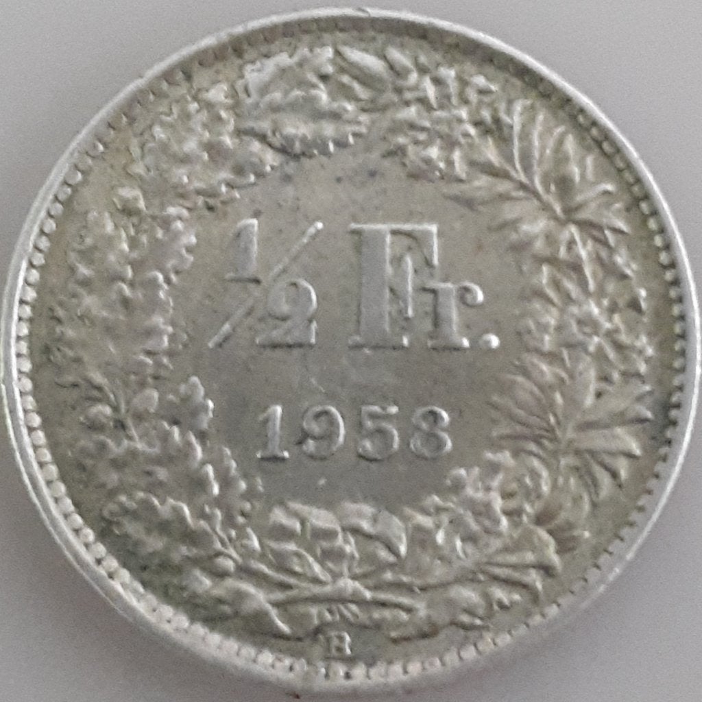 ZWITSERLAND : 1/2 FRANK 1958 KM 23 ZILVER, Ophalen of Verzenden, Overige landen, Losse munt, Zilver