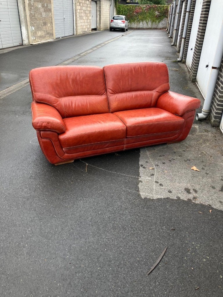 GRATIS rode zetel van leer, Comme neuf, Enlèvement, Leer, Cuir