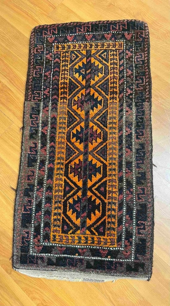Tapis turc vintage noué à la main 87/43 cm, Maison & Meubles, Accessoires pour la Maison | Autre, Enlèvement ou Envoi, Utilisé