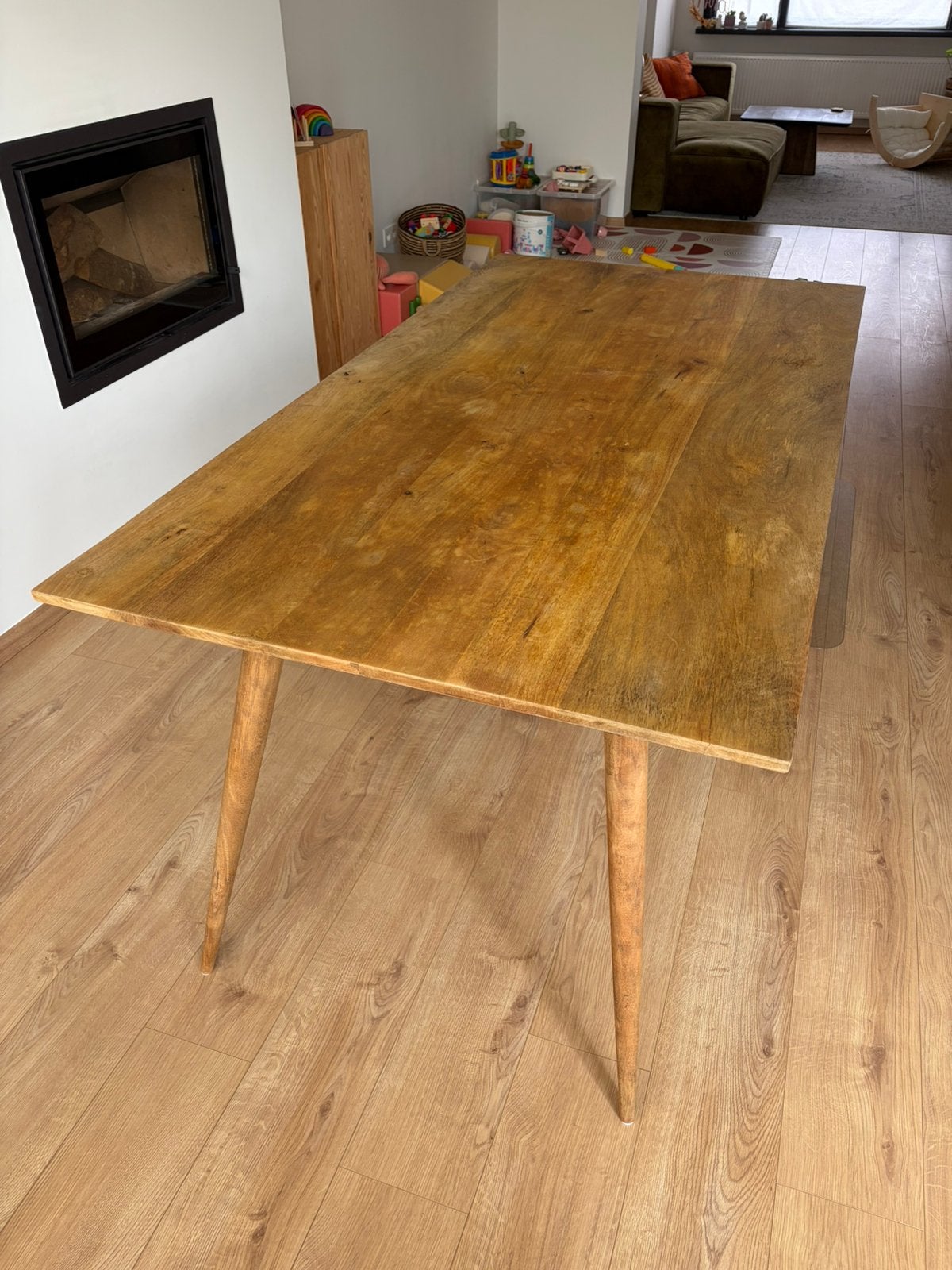 Houten eettafel - mango, Ophalen, Gebruikt