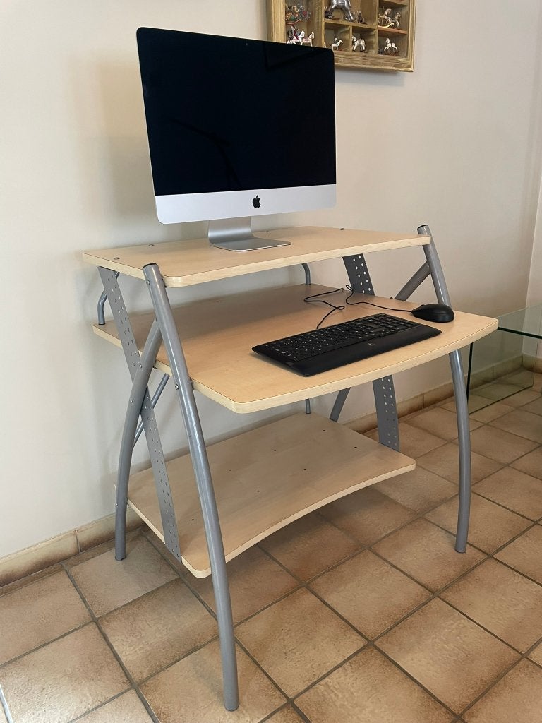 Compacte computertafel, Huis en Inrichting, Gebruikt, Metaal, 74 cm, Computerbureau